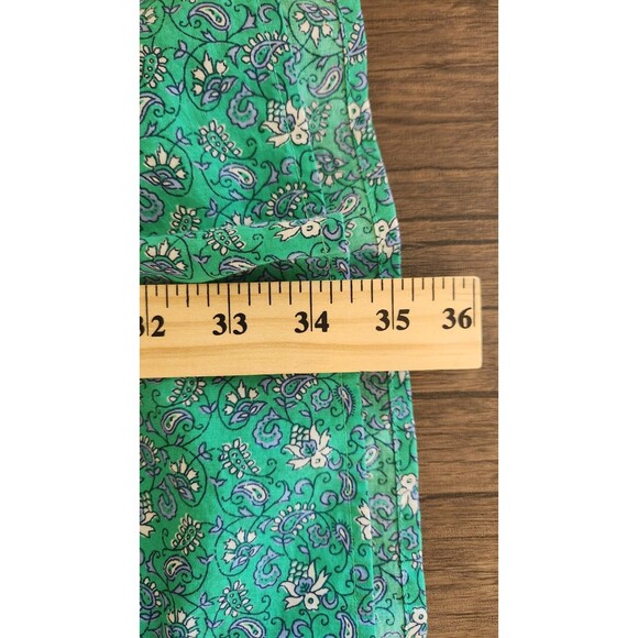 J Crew Womens Mini Shirtdress Teal Paisly Floral‎ Button Front Dress Size 4 - Picture 10 of 11
